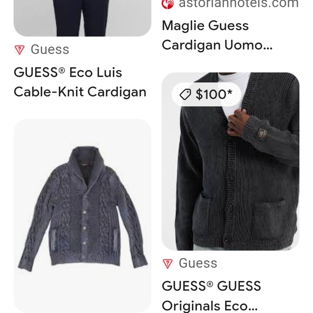 Guess Men's Charcoal Cable Knit Cardigan - Picture 7 of 7